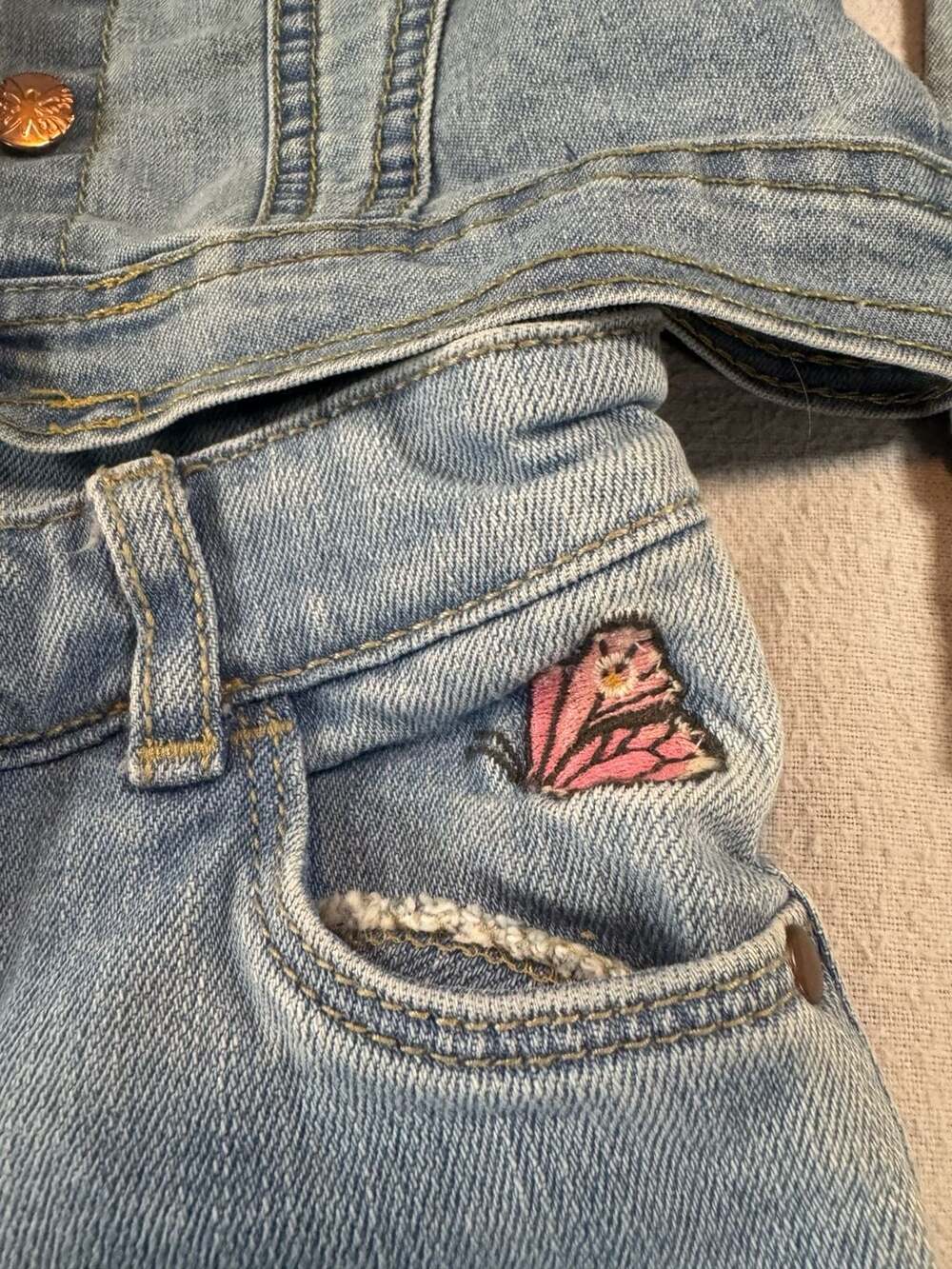 Carter's & Picapino Girls 3T Denim Jacket & Floral Jeans Outfit Set - Picture 3 of 7